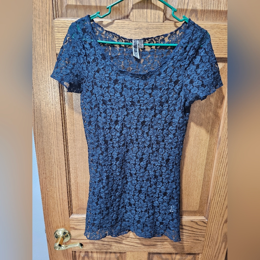 BKE Midnight Blue Lace Blouse
